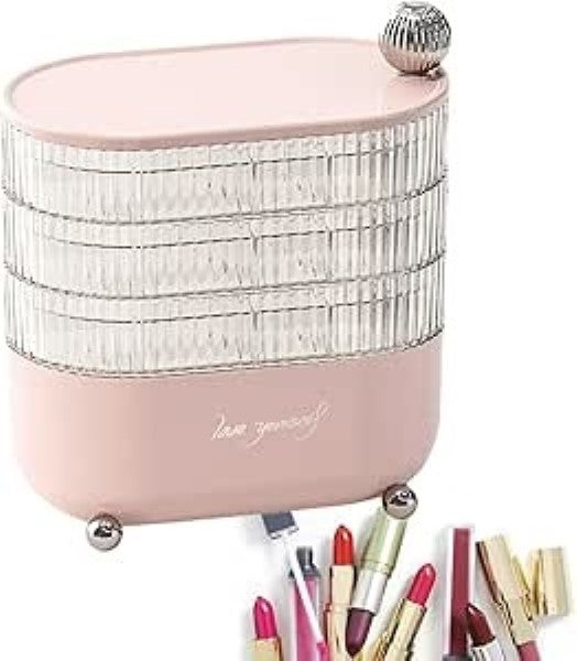 Covered Storage Unit Rotatable Jewelry Box with Dustproof Cover Multi-layered Makeup