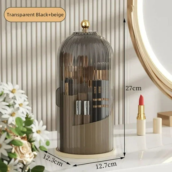 360° Rotating Makeup Brush Holder with Lid