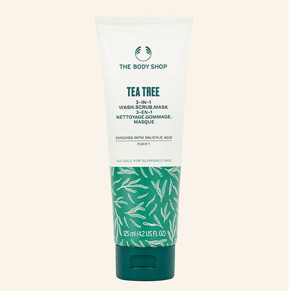 THE BODY SHOP TEA TREE 3IN1 WASH SCRUB & MASK 125ML